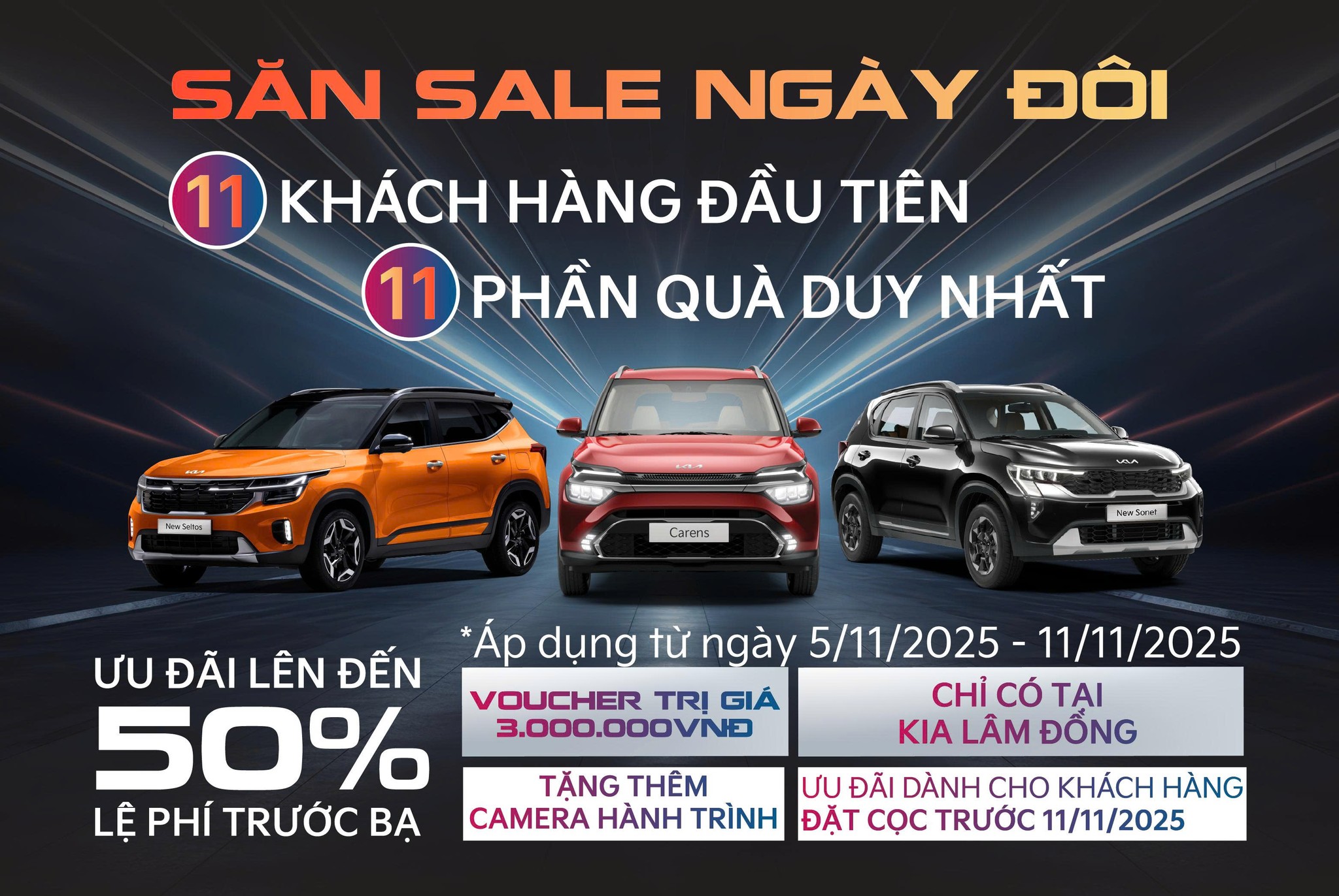 Ưu đãi hấp dẫn tháng 11 dành cho khách hàng xe KIA tại KIA Lâm Đồng