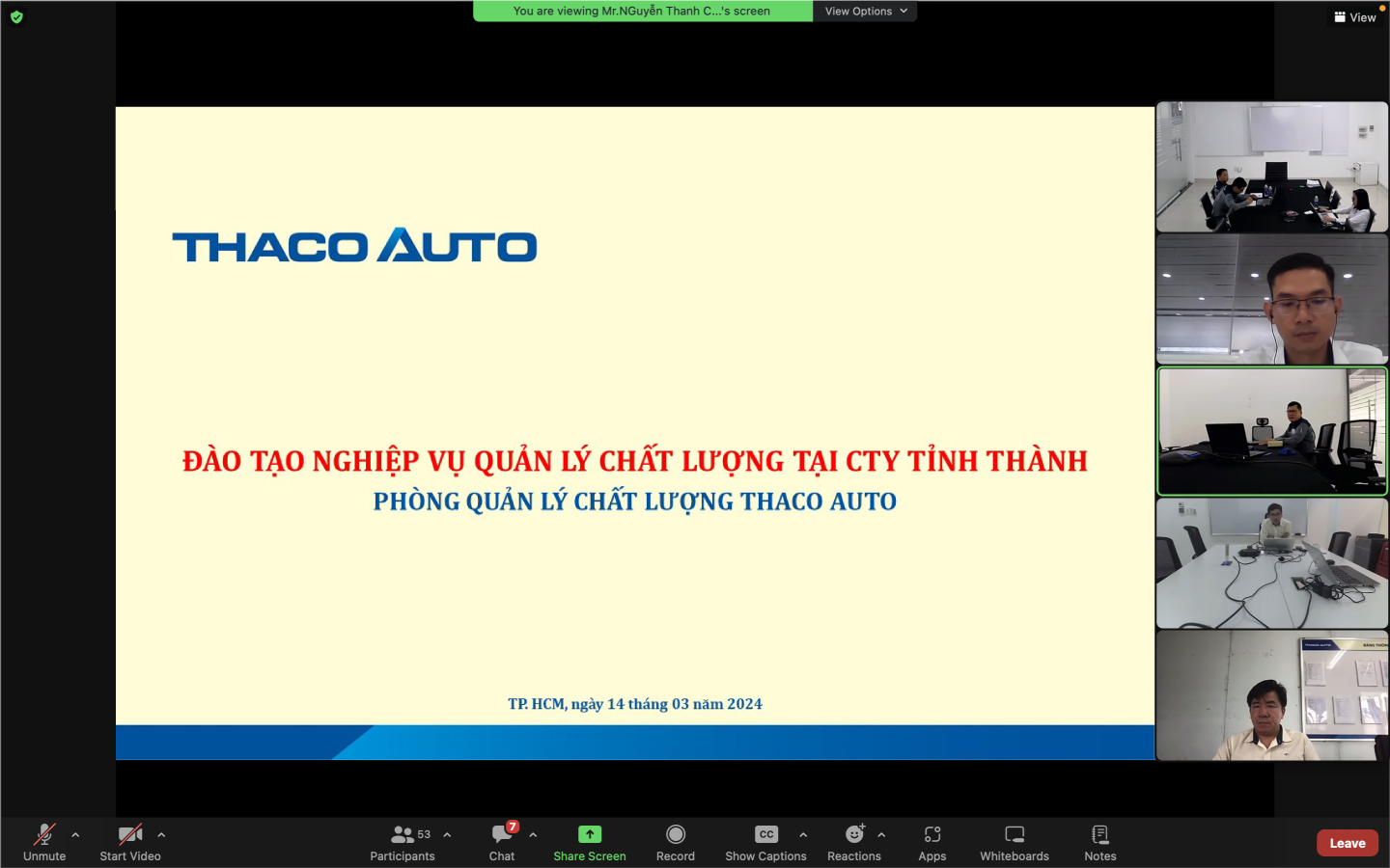 THACO AUTO Lâm Đồng tham gia chương trình đào tạo “Nghiệp vụ quản lý chất lượng xe cho nhân sự Quản lý Chất lượng Công ty tỉnh thành”